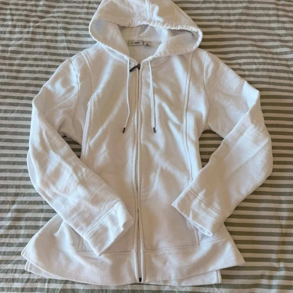 White Llbean Zip Up Hoodie 7716 - Picture 2 of 5